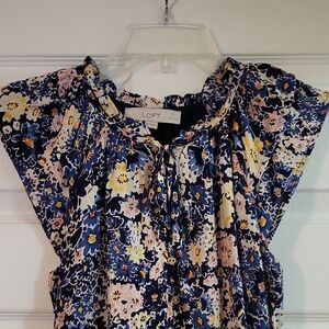 LOFT Multicolor Floral Blouse - Blue, Yellow, Pink